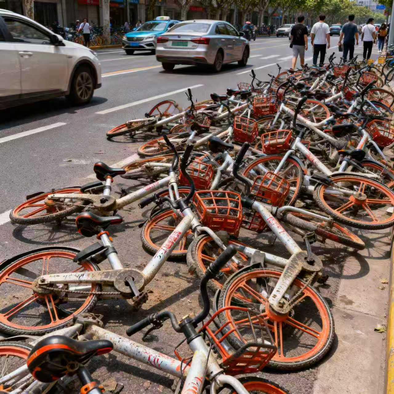 共享单车违规停放.